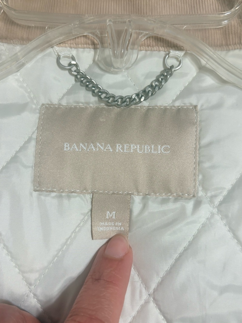 Banana Republic Quilted Womens Ivory Equestrian Corduroy Collar Jacket Sz M - Picture 10 of 14